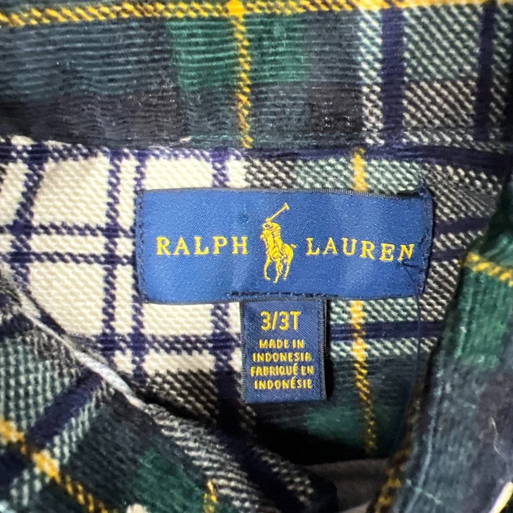 Ralph Lauren Corduroy Shirt Kids 3T Multi Plaid Cotton Long Sleeve Button Down